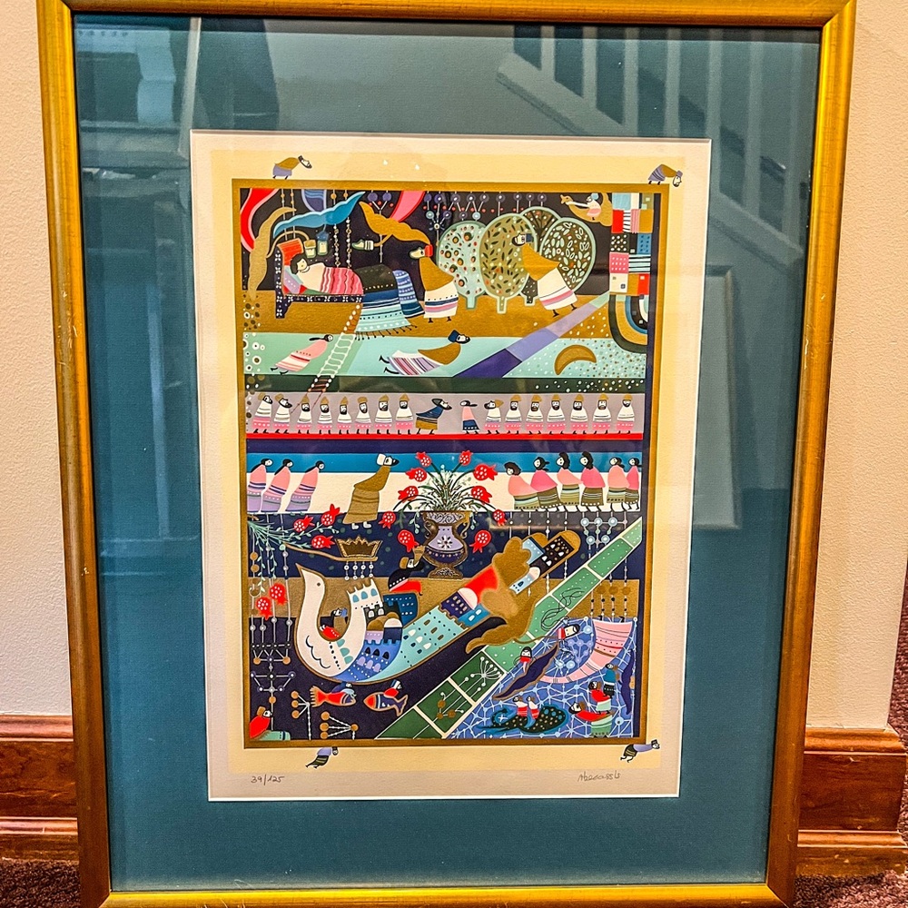 Raphael Abecassis Serigraph, original, signed with gold accents.
